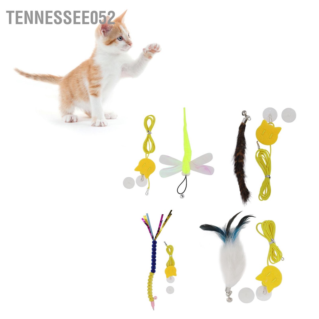 Đồ chơi treo có thể điều chỉnh với dây lông vũ và chuông cho mèo cưng