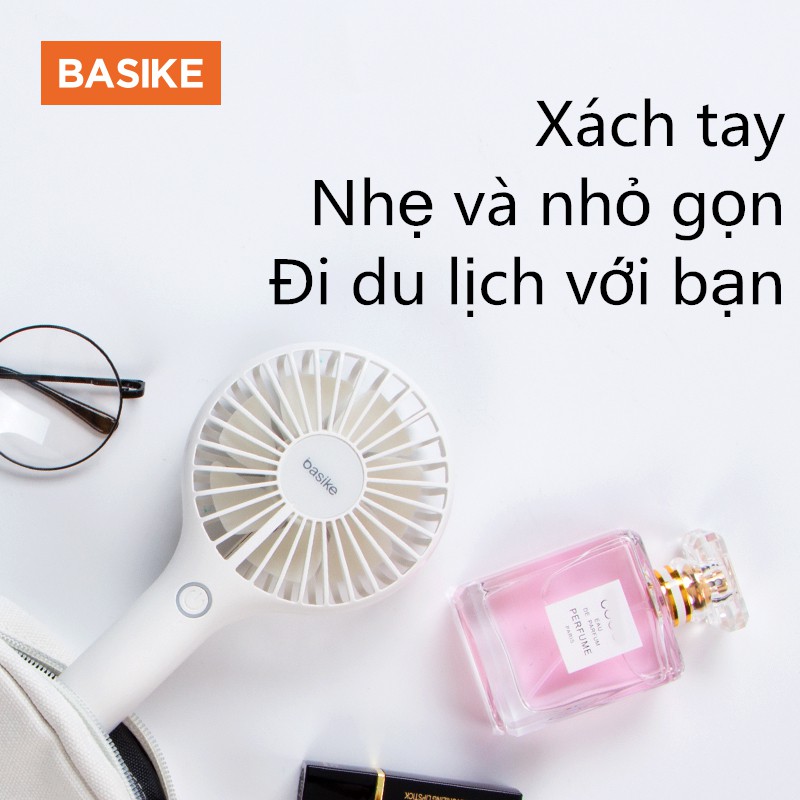 Quạt Cầm Tay BASIKE Mini Độ Ồn Thấp Có Ba Mức Điều Chỉnh Tốc Độ Gió Kèm Cáp Sạc | BigBuy360 - bigbuy360.vn