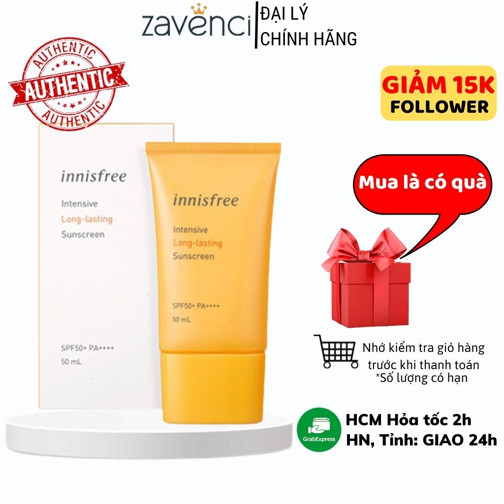 Kem Chống Nắng INNISFREE Chống Nắng Kiềm Dầu 3 Trong 1 Intensive Triple-Shield Sunscreen SPF 50+/PA++++ (10ml - mini)