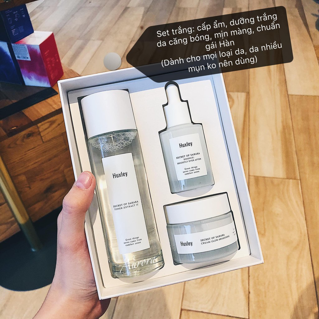 Huxley Brightening Trio | Set dưỡng da 3 bước cơ bản làm trắng da