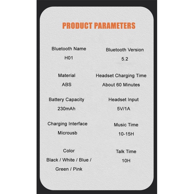 Tai Nghe H01 Bluetooth Một Bên Sức Chứa Lớn Phong Cách Doanh Nhân Mới