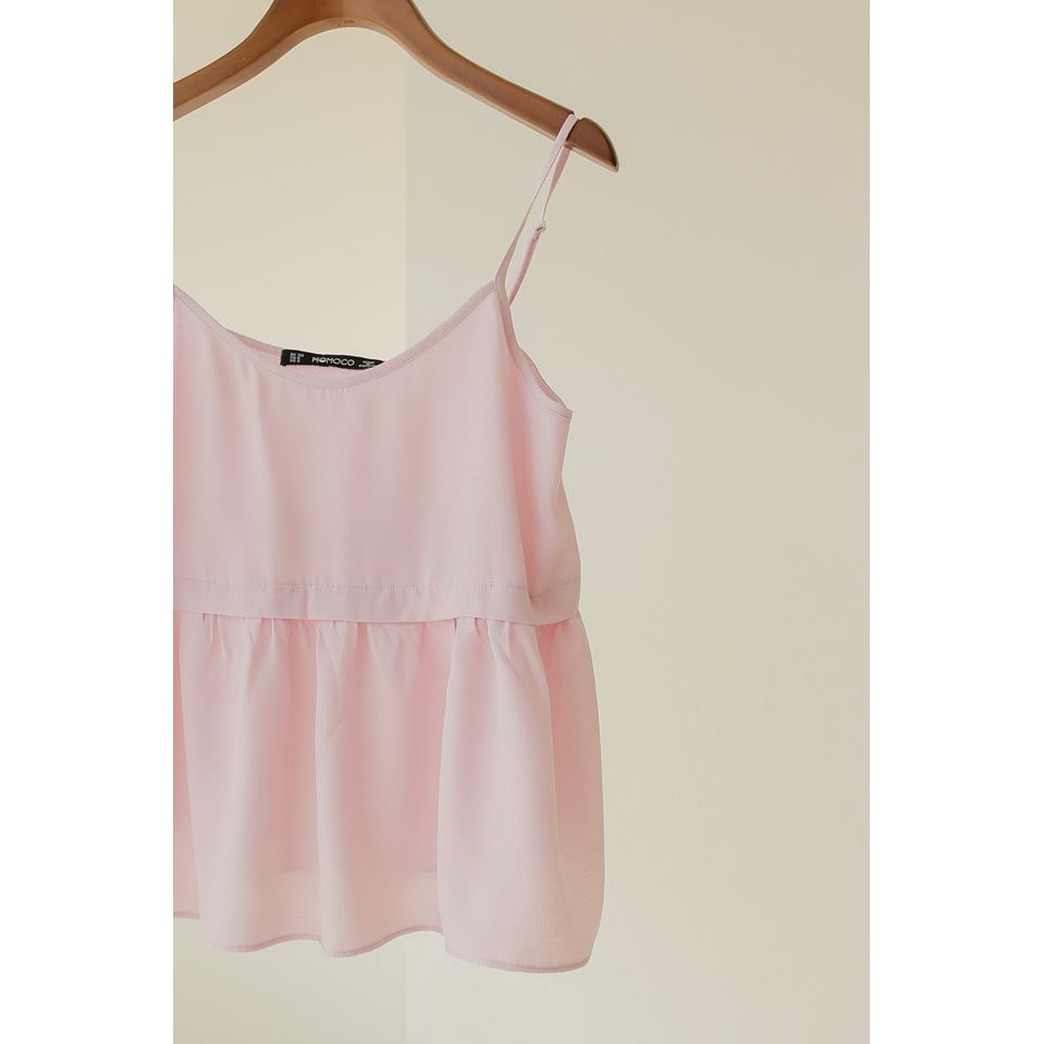 Áo Hai Dây Nữ MOMOCO, Kiểu Dáng Suông Phối Bèo Vạt Chất Đũi M2398