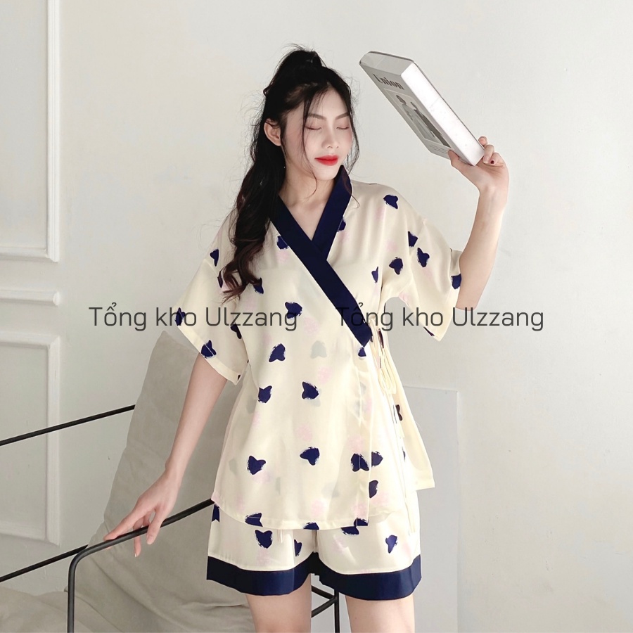 Bộ Pijama Kimono Lụa Cao Cấp Mềm Mịn Nhiều Họa Tiết Dễ Thương