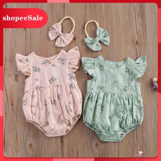 [Hàng Cao Cấp ] Áo Liền Quần In Hoa Tay Cánh Tiên Cho Bé Gái 0 - 24 Tháng Tuổi