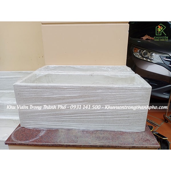 Chậu Xi Măng Đá Mài Chữ Nhật 80x30x30 cm