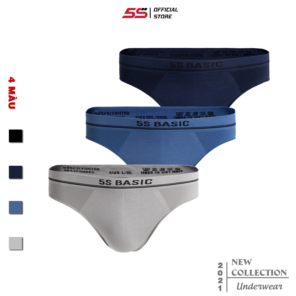 Combo 3 Quần Lót Nam 5S, Cạp Dệt, Không Đường May, Co Giãn, Kháng Khuẩn, Thấm Hút Cực Tốt (3C-SIP21010BRF)