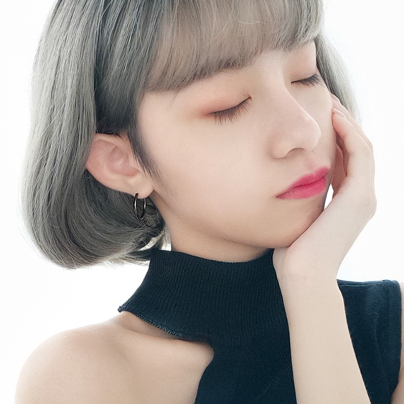 Bông Tai Tròn Bằng Thép Titan Phong Cách Hàn Quốc