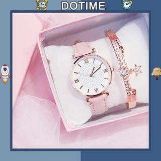 Đồng hồ nữ Dotime đeo tay Candycat mặt la mã dây nhung ZO24