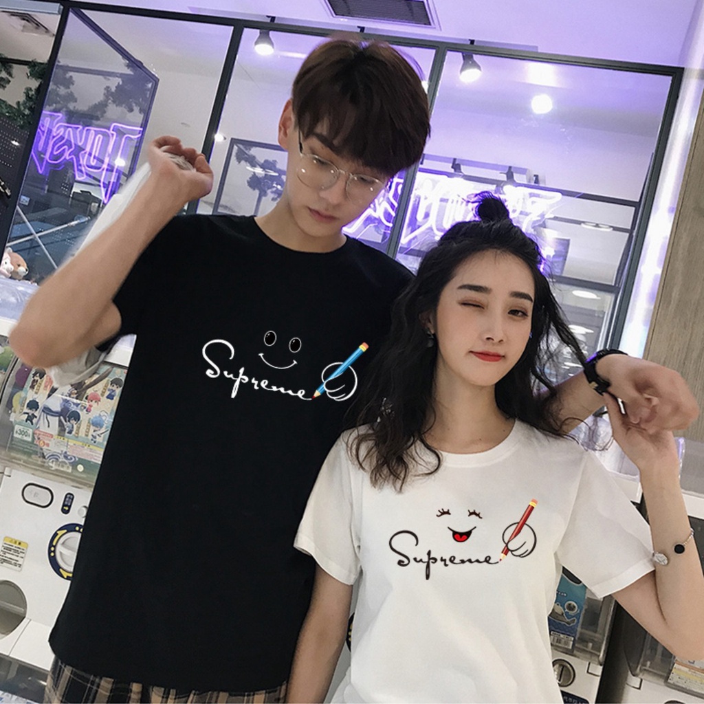 Áo thun nam nữ superme, áo phông đôi tay lỡ phom Unisex vải cotton co giãn mềm mịn mặc thoáng mát