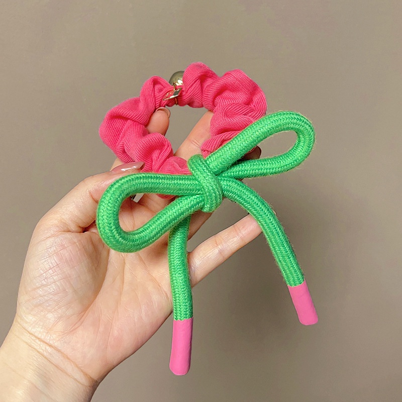 Dây Cột Tóc Cao Su Bản Lớn Hình Nơ Màu Hồng Dễ Thương