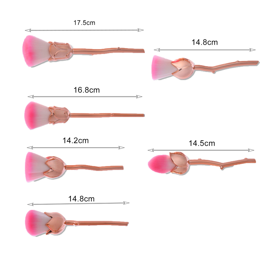 CODseller 6Pcs/Set Makeup Brush Multifunctional Flower Shape Ultra Soft Fashion Rose Flower Brush for Cosmetic