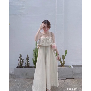 Đầm maxi hai dây dập ly đi biển