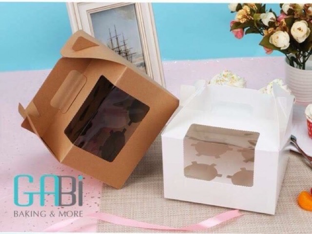 Combo 5 hộp đựng cupcake có quai xách 2/4/6 ô