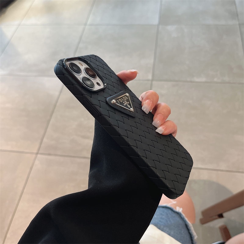 Simple Woven Prada For IPhone 13 14 12 11 Pro Max 13Pro 14plus Phone Case for IPhone 12Pro Xs Max Xr Discoloration Border Phone Cases Back Cover