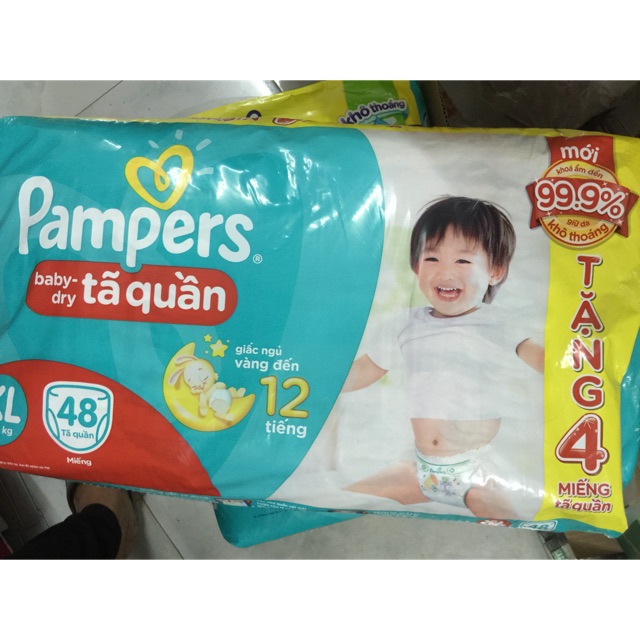 Bỉm quần pamper XL44 tặng 4 miếng quần