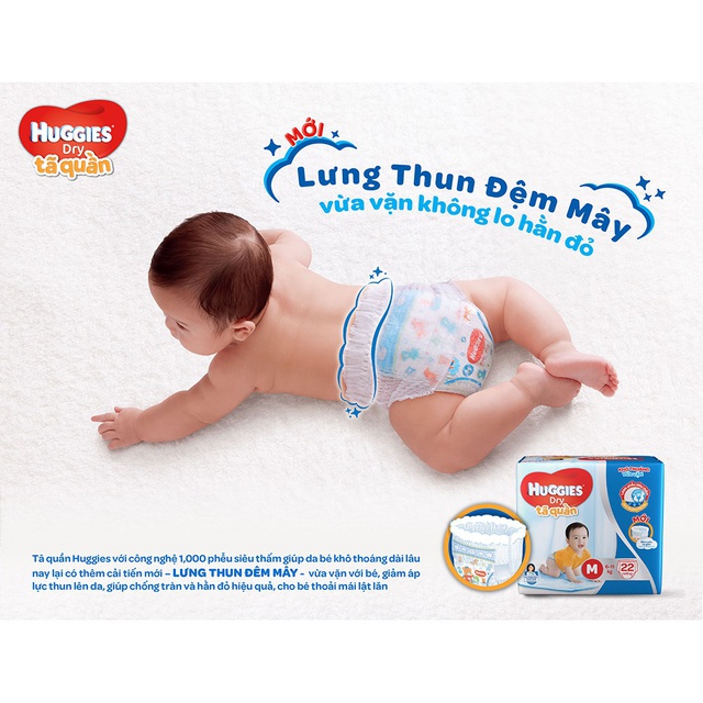 Bỉm Huggies quần M74/L68/XL62/XXL56 (đệm mây mới)