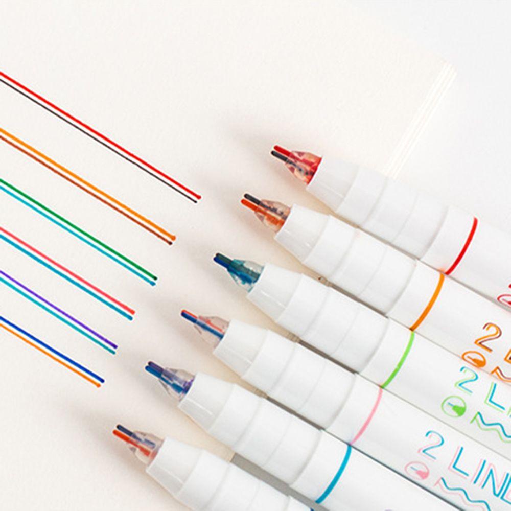 Set 6 Bút Mực Gel Hai Màu Ngòi 0.5mm Trang Trí Sổ Tay / Nhật Ký / Văn Phòng / Trường Học