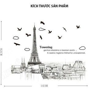 decal dán tường tháp Pari
