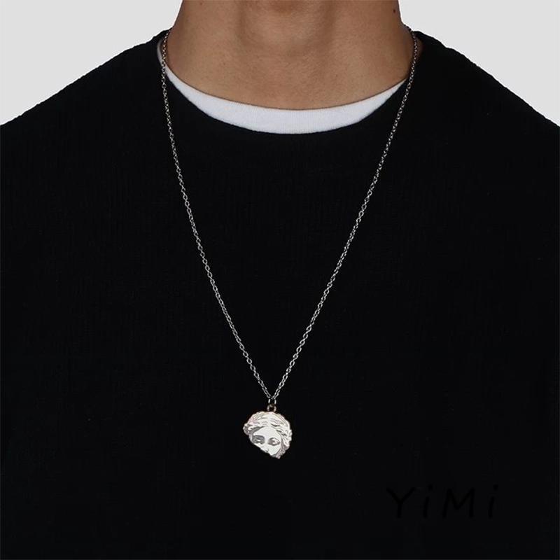 Vòng cổ Choker Bằng Hợp Kim Mặt Tượng Đầu Người Phong Cách Vintage Thời Trang Cho Cặp Đôi