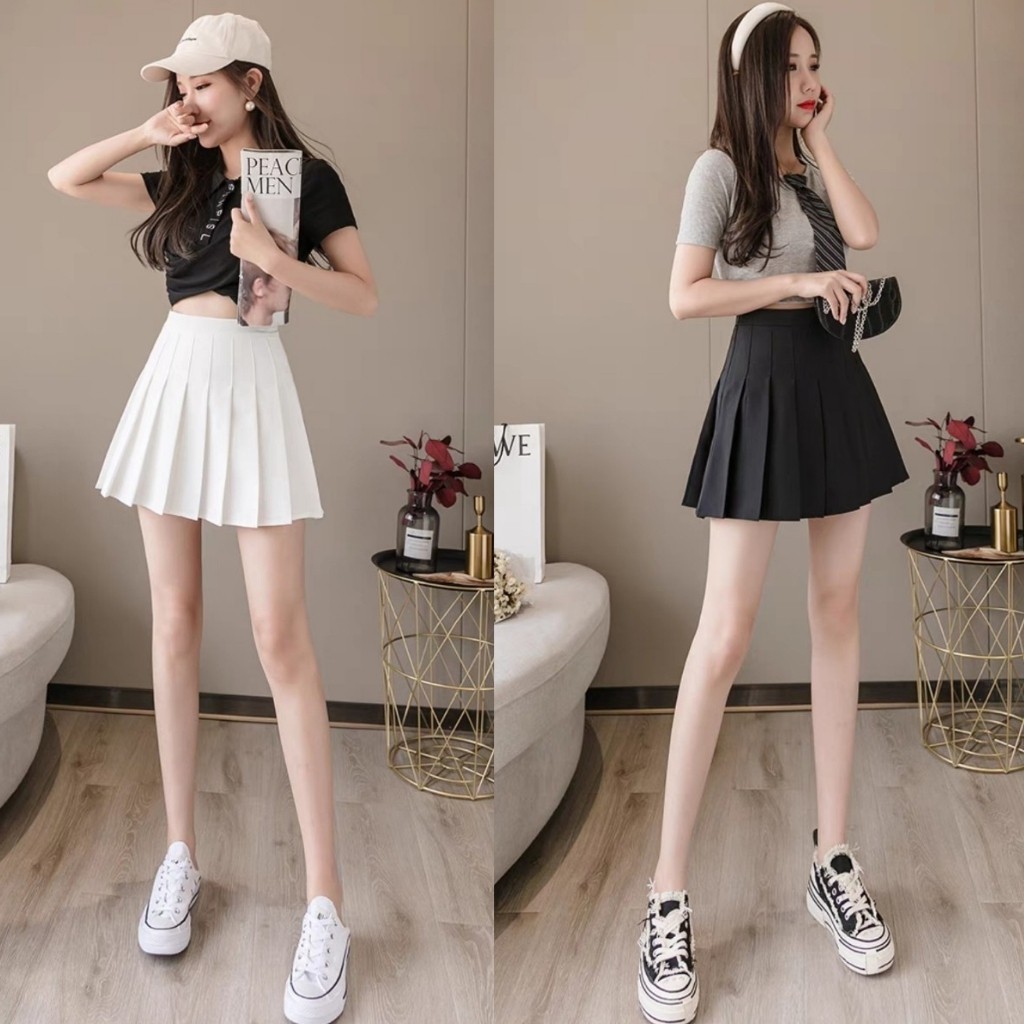 Chân Váy Xếp Ly Ngắn Chữ A Phong Cách Công Sở lưng cao Hai Màu Trắng Đen Fom Chuẩn Đẹp | BigBuy360 - bigbuy360.vn