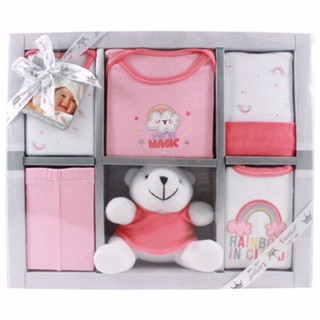 Set quà tặng sơ sinh 6 món kèm thú
