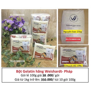 Combo 2kg bột Gelatin Pháp +100g Matcha Đài Loan
