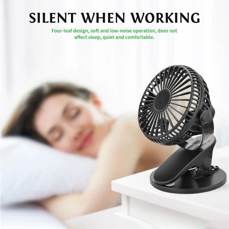 Quạt FONKEN USB mini 3 tốc độ tùy chỉnh có kẹp và đế đỡ xoay 360 độ tiện dụng