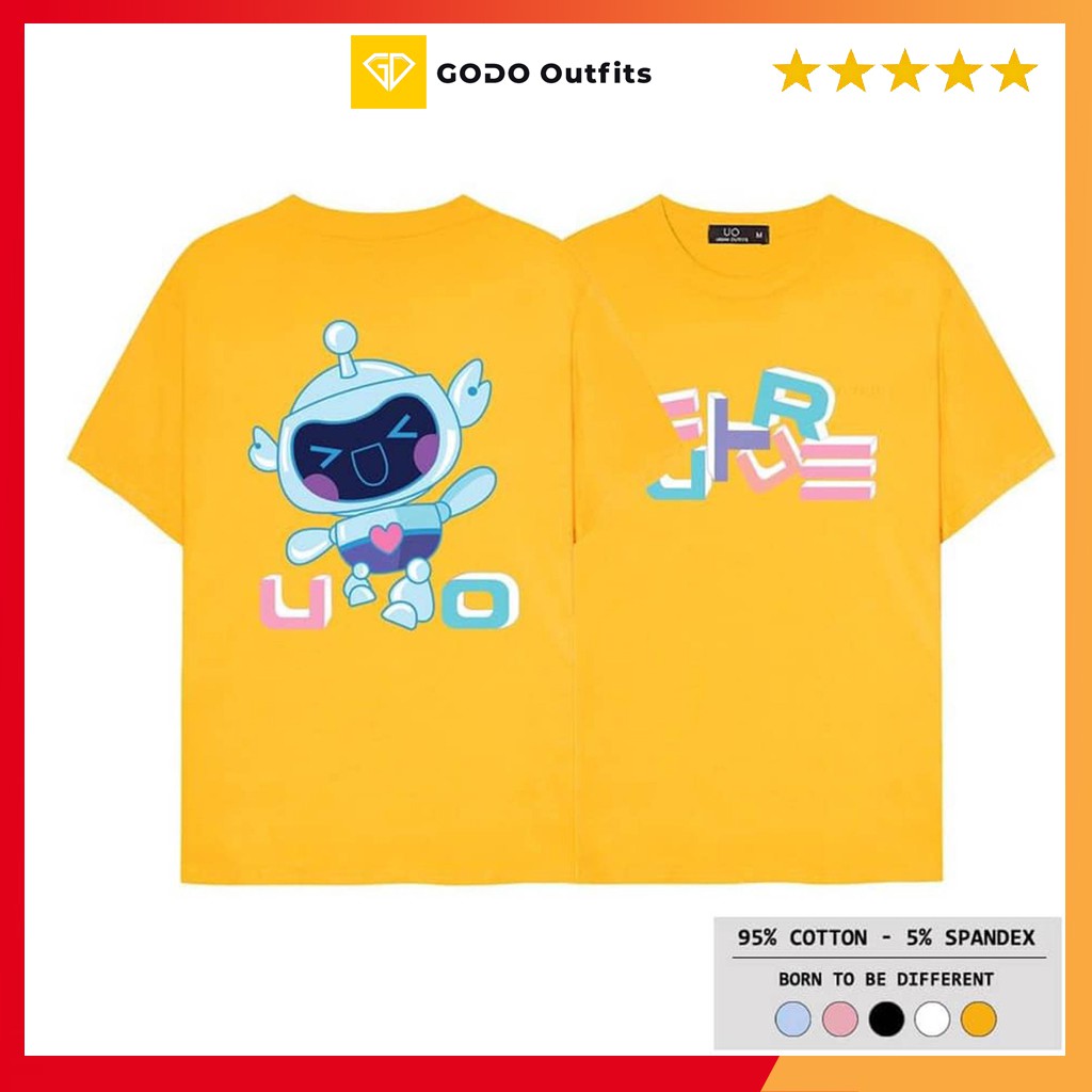 Áo thun tay lỡ nữ nam form rộng unisex GODO OUTFITS in BOTS IN LOVE ATO31X prenium 100% cotton co dãn 4 chiều nhiều màu