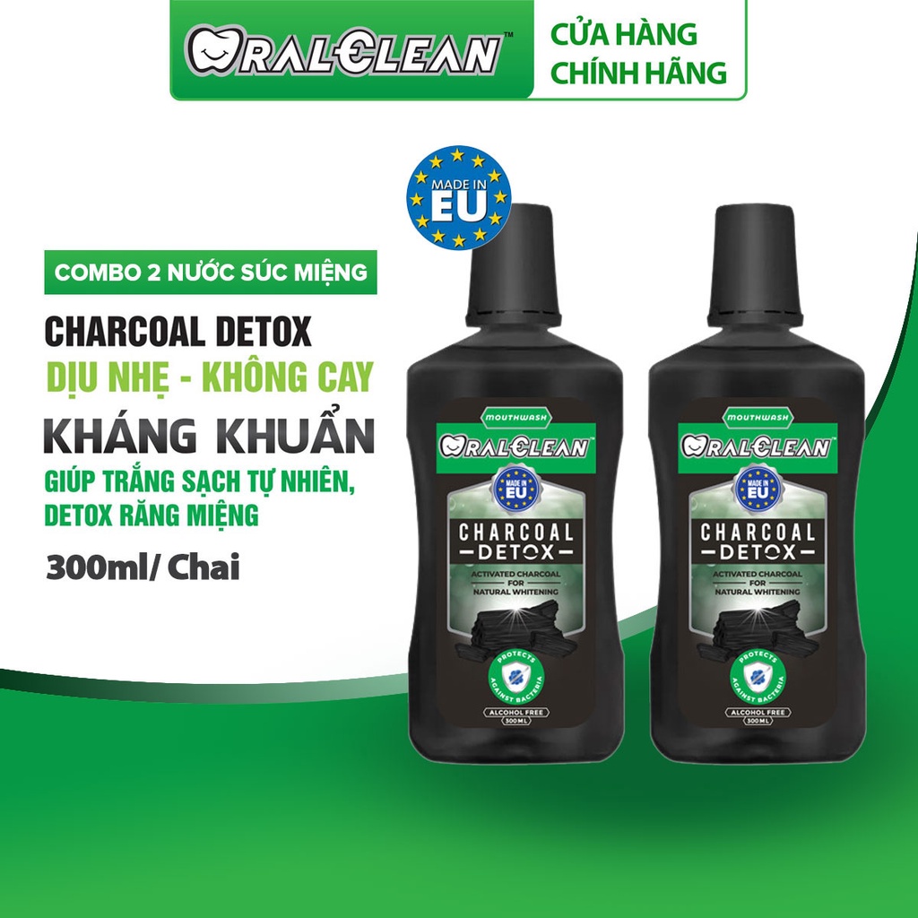 Combo 2 nước súc miệng OralClean Charcoal Detox (300ml/chai)