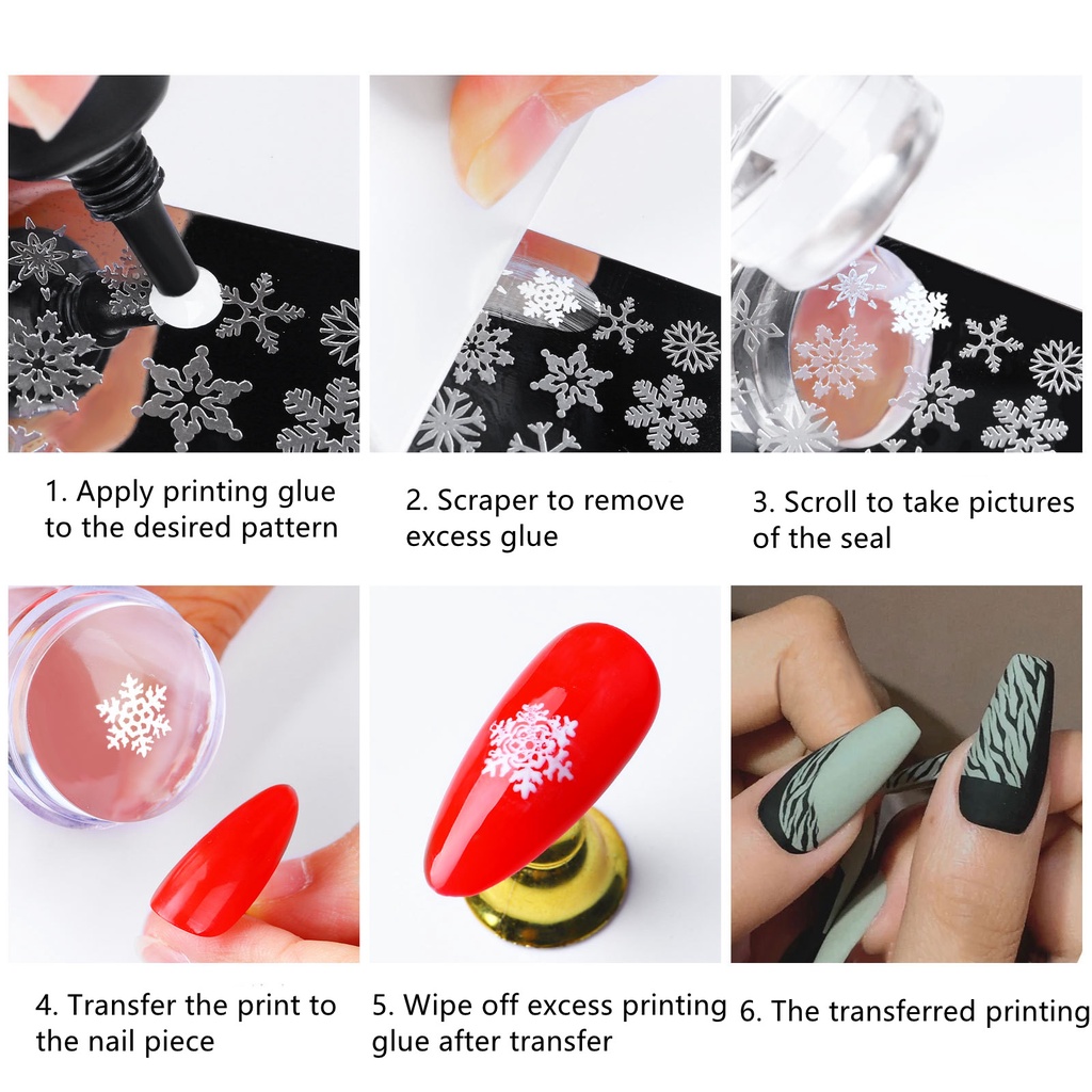 Nail Stamper With Scraper Jelly Silicone Stamp trong suốt cho Pháp Nails Manicuring Kits Bộ dụng cụ vẽ móng