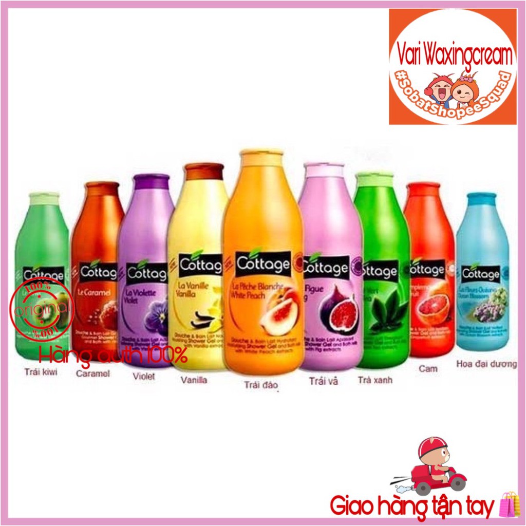 SỮA TẮM DƯỠNG THỂ _ COTTAGE _Sữa tắm trắng da Cottage 750ml Của Pháp_ Vari Waxingcream