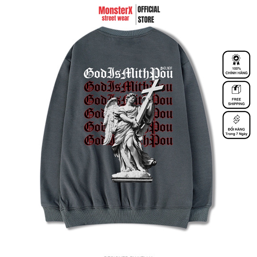 Áo dài tay trơn NỈ BÔNG Unisex Monster X Street Chúa GYW Sweater Ulzzang cặp đôi nam nữ form rộng oversize Hàn Quốc