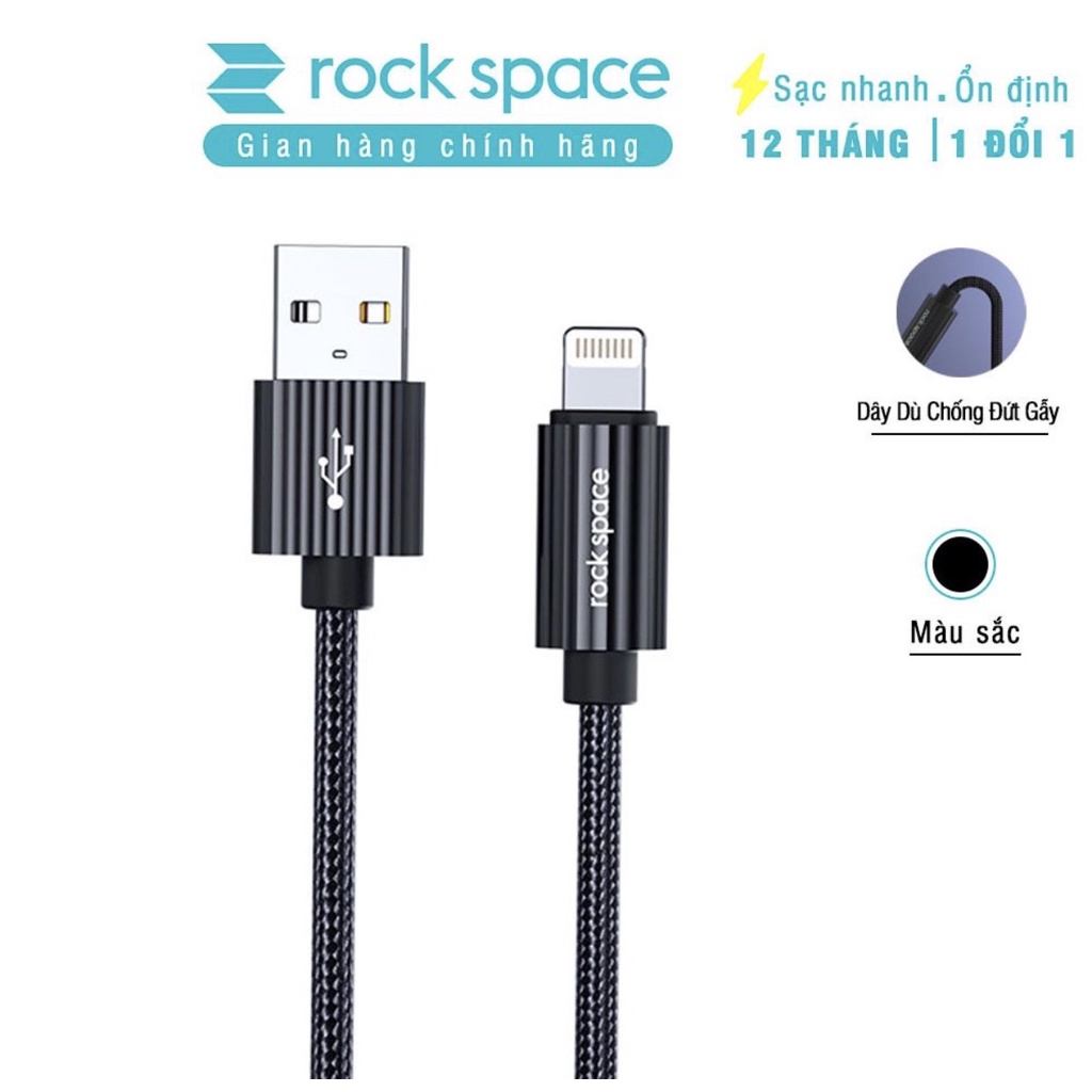 Dây cáp sạc IPhone Rockspace R11 chuẩn sạc nhanh dây dù hàng bảo hành 1 năm 1 đổi 1