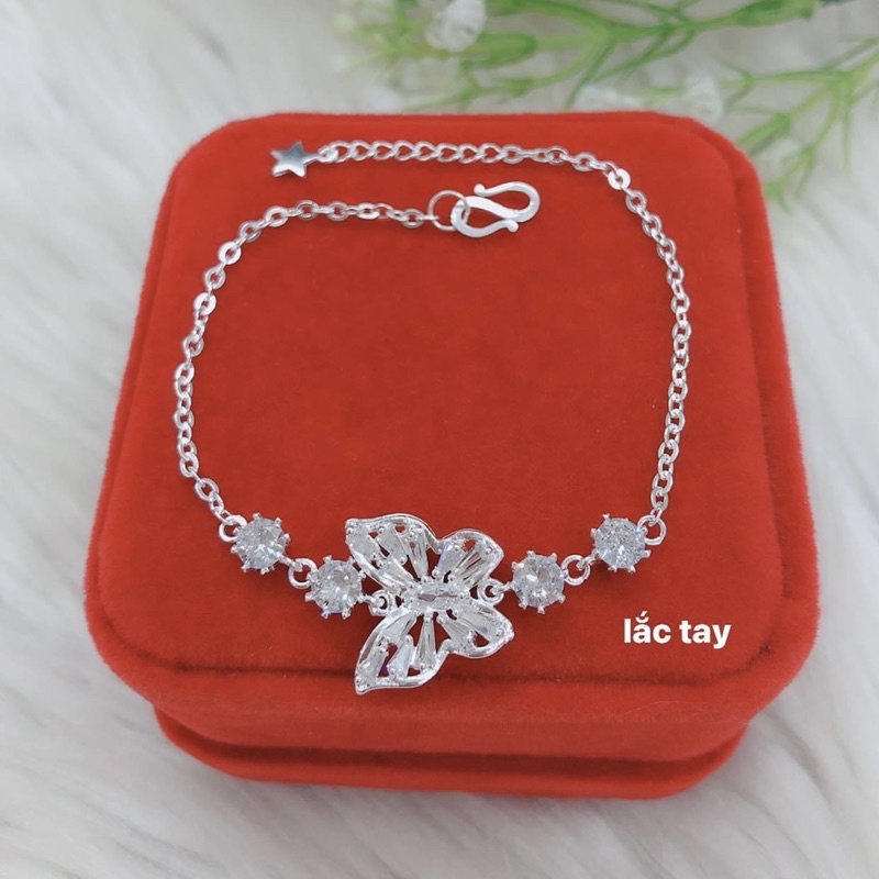 Lắc tay nữ Bươm Bướm Bạc ta đính đá sáng bóng , sang chảnh - Vàng bạc Khải Khải