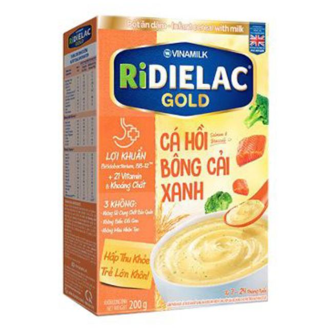 Bột ăn dặm ridielac vinamilk (hộp giấy 200g) (Đủ vị)(Mua 6 hộp tặng 2 móc dán tường)date 2023