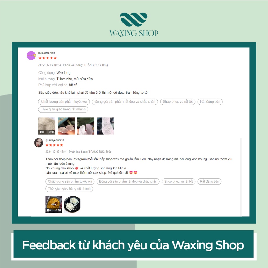 Sáp Wax Lông Nóng Trắng Cao Cấp  Waxingshop - Hard wax beans Việt Nam Soft Bean Mùi Dừa Bám Lông 99%