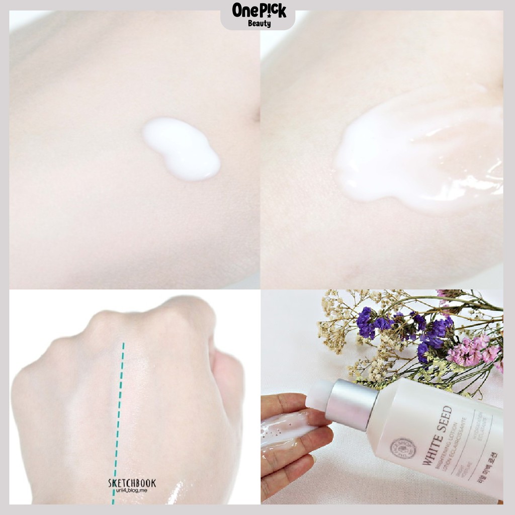 Sữa dưỡng THE FACE SHOP WHITE SEED mờ thâm, làm sáng, cấp ẩm và làm mềm da với thành phần dịu nhẹ từ hạt hoa đậu, hoa cúc trắng, vỏ cây liễu cho làm da tươi sáng