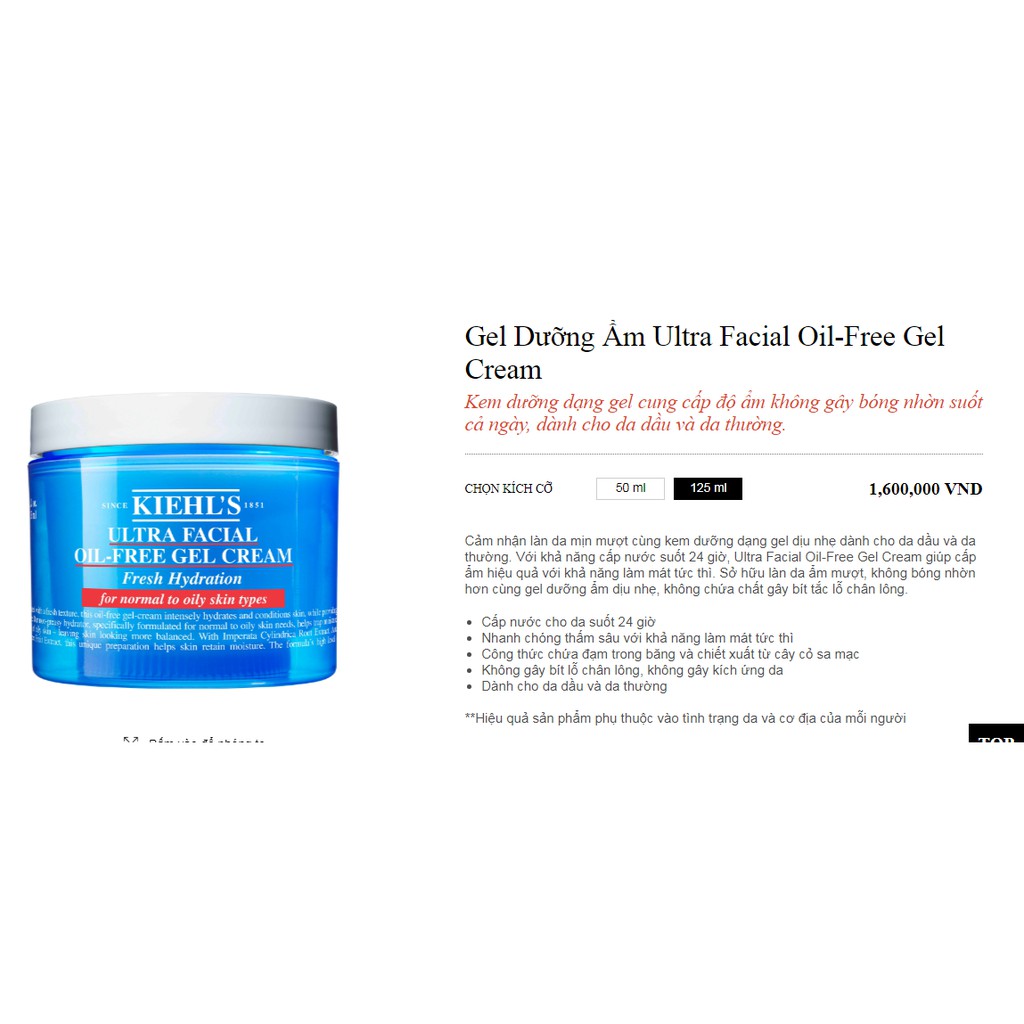 [ Sample 3ml ] Kem dưỡng ẩm cho da dầu Kiehls Ultra Facial Oil-Free Gel Cream