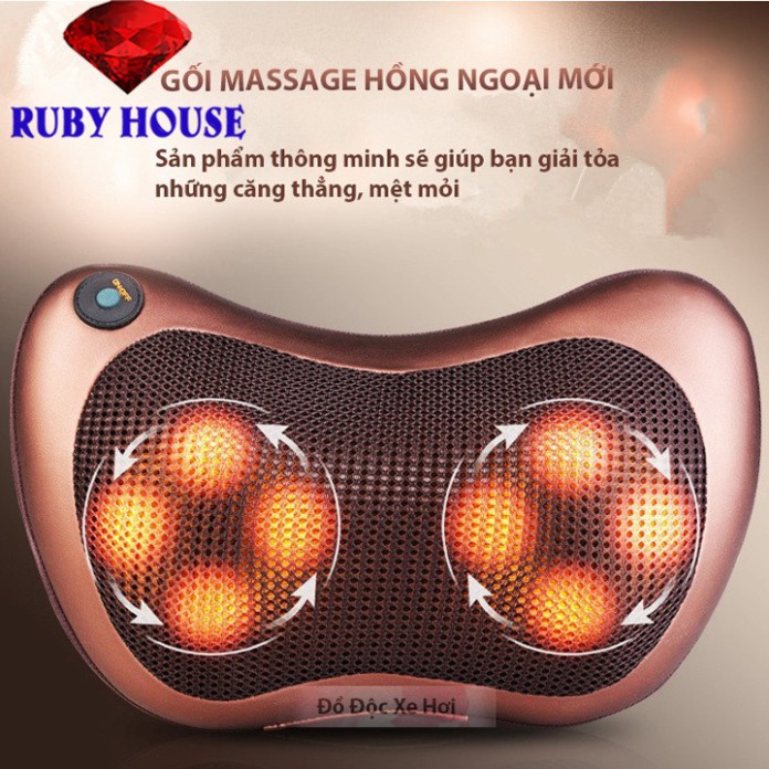 Gối massage hồng ngoại 8 bi, gối massage đa năng - Sunny House