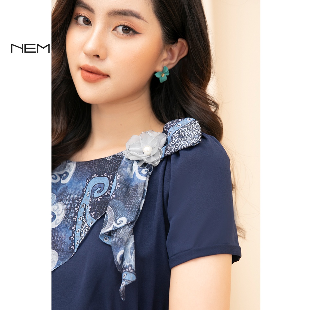 [Mã INCU50 giảm 50K đơn 250K] Đầm thiết kế cao cấp NEM dáng chữ A phối họa tiết D04842 | BigBuy360 - bigbuy360.vn