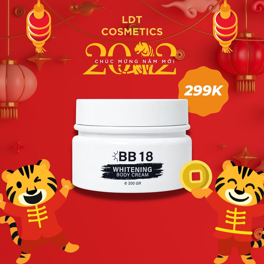 Kem dưỡng trắng da, cấp ẩm, chống nắng body BB18 Lori B 200g