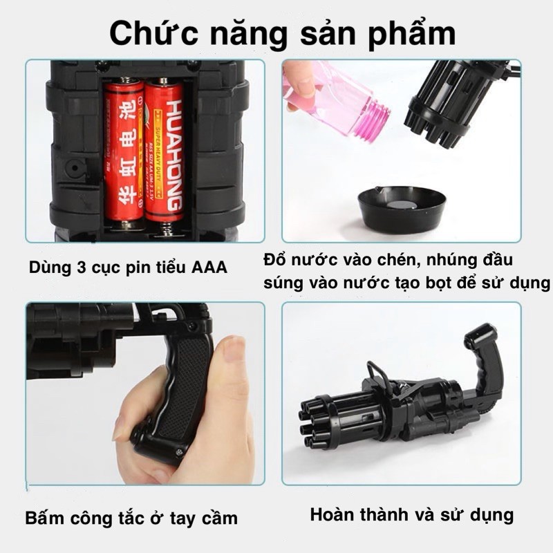 Súng Phun Bắn Bong Bóng 8 Nòng - Đồ Chơi Trẻ Em