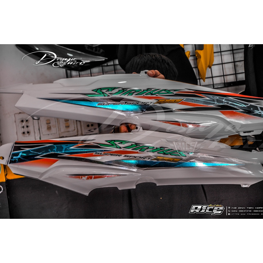 Tem Sirius Full Trắng Mẫu Tia Sét Rạng nứt phối màu Cam