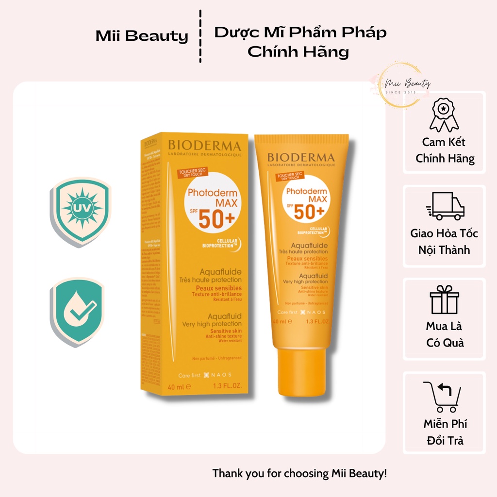 Kem Chống Nắng Bioderma Photoderm Max Aqua Fluide SPF 50+ 40ml Chuẩn Chính Hãng
