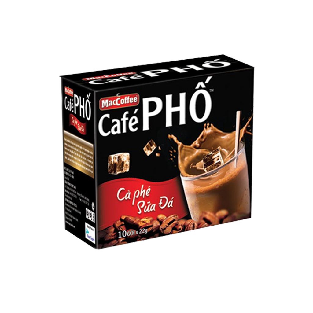 CÀ PHÊ PHỐ ĐEN ĐÁ - SỮA ĐÁ ( MACCOFFEE ) 10 gói