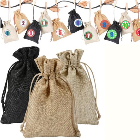 Túi Dây Rút Đựng Quà Giáng Sinh/Sinh Nhật Bằng Vải Lanh