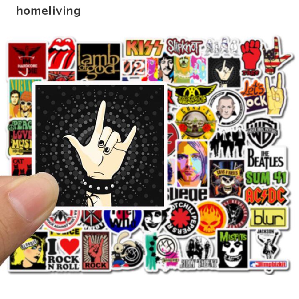 Bộ 52 Miếng Dán Phong Cách Rock and Roll Hip Hop Punk Trang Trí Điện Thoại / Laptop / Xe Hơi