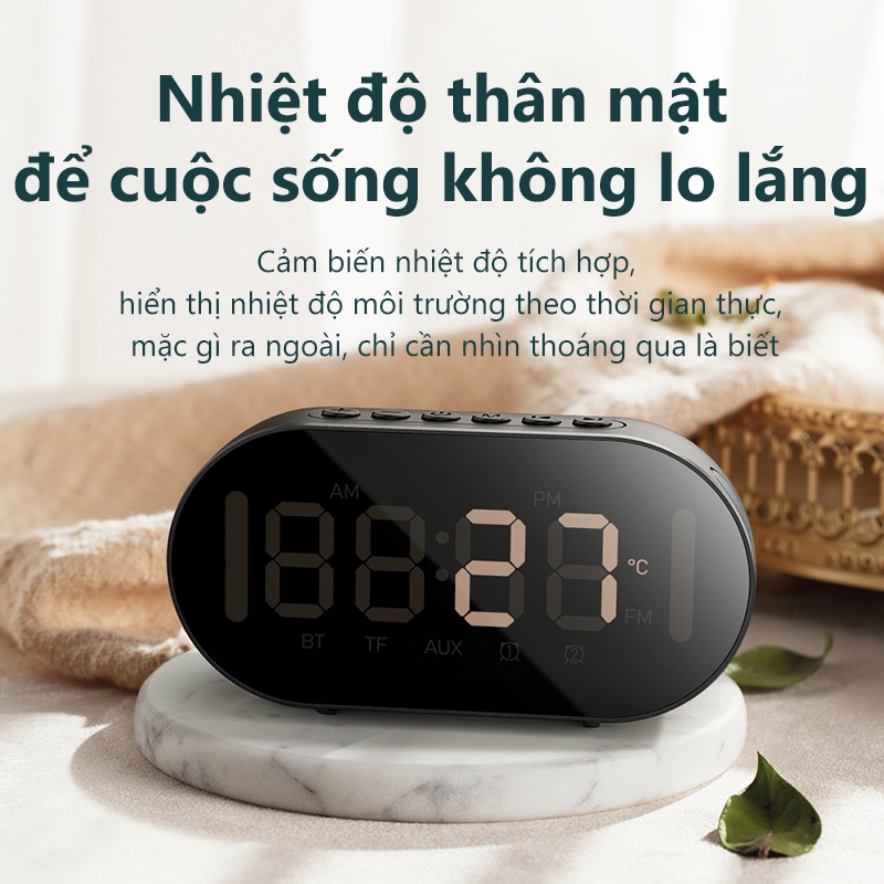 Loa Bluetooth Bluetooth 5.0 BASIKE MW36 Màn hình LED và Đồng hồ báo thức Hỗ trợ Thẻ nhớ U Đĩa với giá đỡ điện thoại