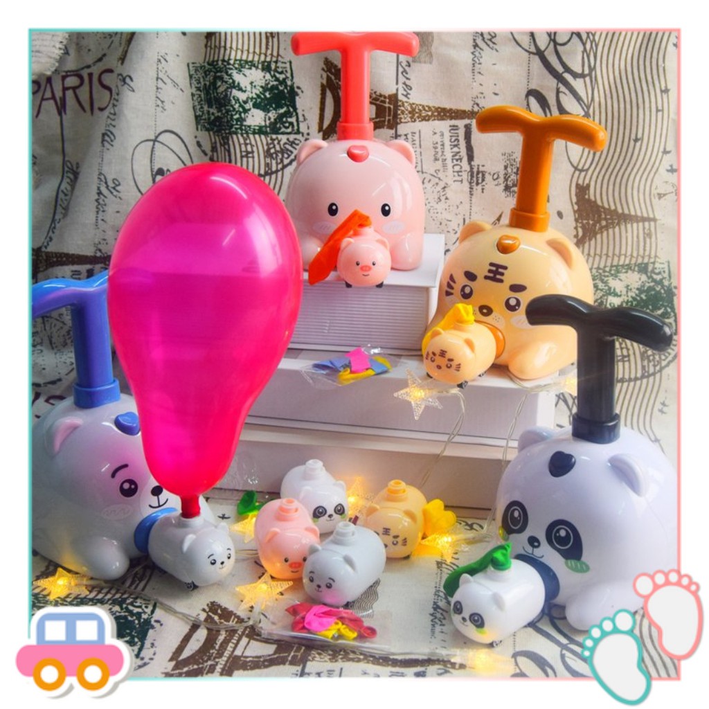 Xe bơm bóng cho bé, ô tô thổi bóng hình con vật ngộ nghĩnh