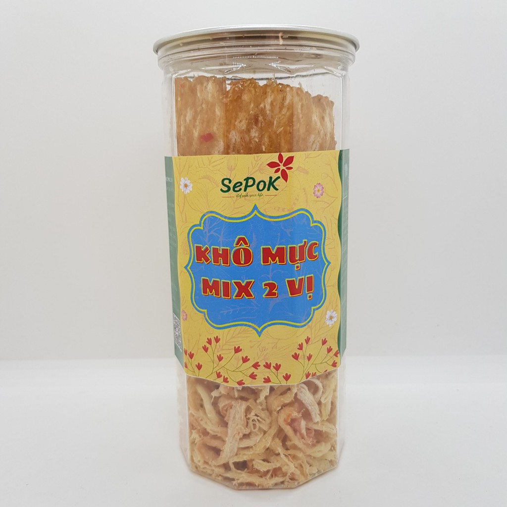 Khô Mực Mix 2 Vị: Khô Mực Hấp Nước Cốt Dừa Xé Sợi & Khô Mực Cán Tẩm Gia Vị Cay 250g - Hủ PET Sang Trọng - SePok | BigBuy360 - bigbuy360.vn